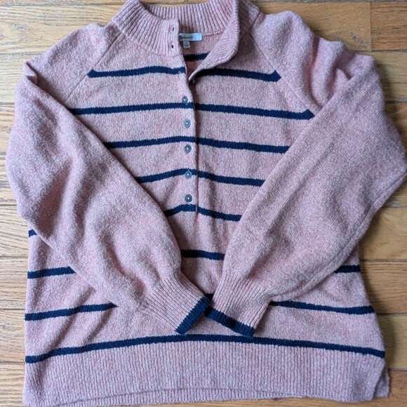 Madewell Pembury Henley Mockneck Sweater S Pink - Picture 2 of 9